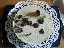 Zutaten: Boden 200 g Butterkekse 100 g Butter Belag 200 g Frischkäse 200 g Vanille- Joghurt 10 - 20 g Gundermann 6 Blatt Gelatine / Agartine 100 ml Milch 200 ml Sahne 6 EL Zucker 6 EL ... süßes Gundermännchen